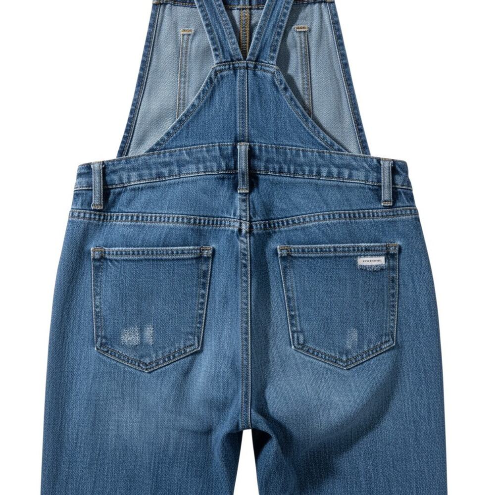 Risen Jeans Denim Overalls Small Distressed Knee Cotton Bib Jumpsuit 100% Cotton - Picture 7 of 10